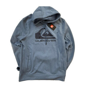Quiksilver Hoodie Mens SM Blue Pullover Sweatshirt Logo Surf Skate Big Logo NWT